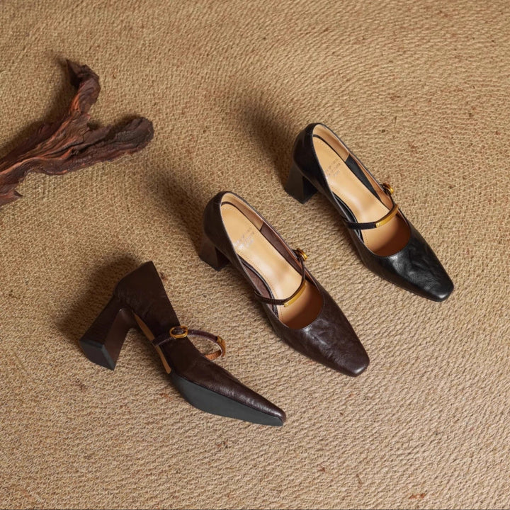 Maela Genuine Leather Heels